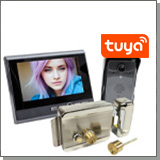 Комплект: беспроводной видеодомофон TUYA/WiFi с вызывной панелью и электромеханическим замком «KiVOS-7 (1+1+AX042)»