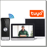 Беспроводной FullHD/TUYA/Wi-Fi видеодомофон 7" «SkyNet 1300-SP-Tuya» с большой солнечной панелью