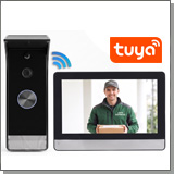 Беспроводной FullHD/TUYA/Wi-Fi видеодомофон 7" «SkyNet 1400-SP-Tuya» с встроенной солнечной панелью